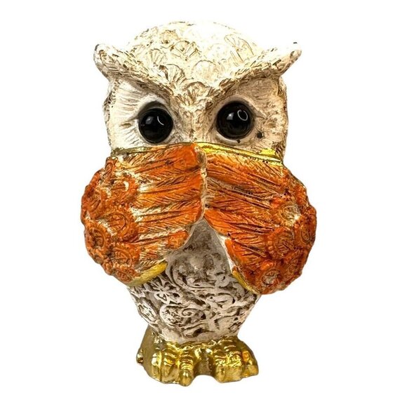 Decorative Owl Figurines Set - Orange and Gold - Picture 6 of 10